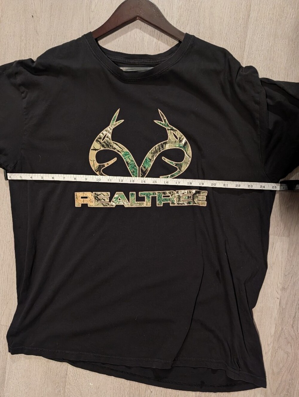 Realtree Black T-Shirt with Green Camo Antler Logo Hunting Casual Men's Size XL - Picture 6 of 7